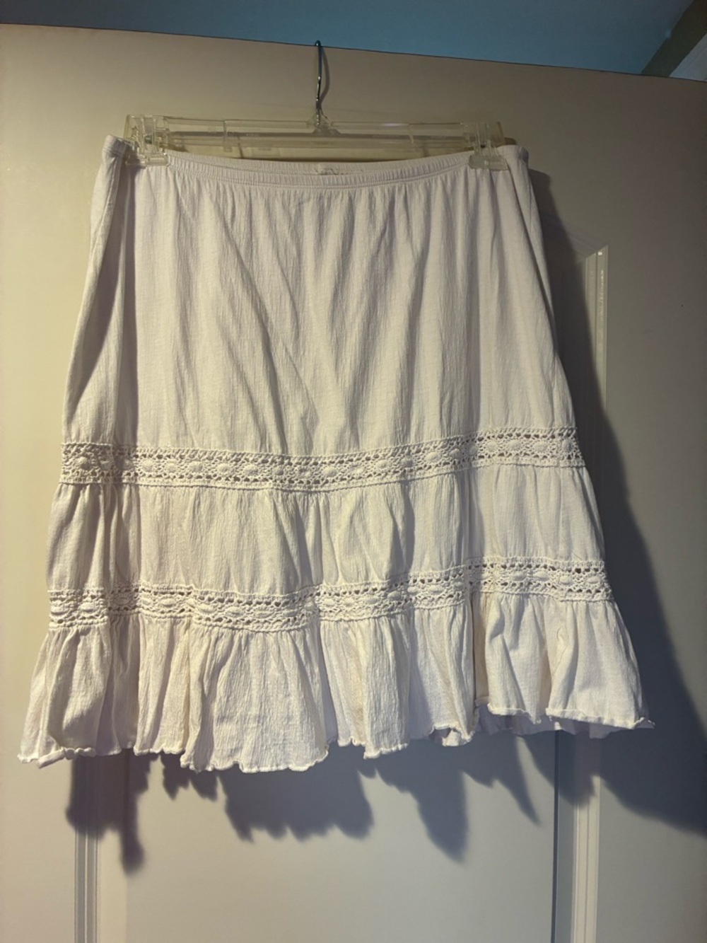 Women’s White Crochet-Trim Skirt medium